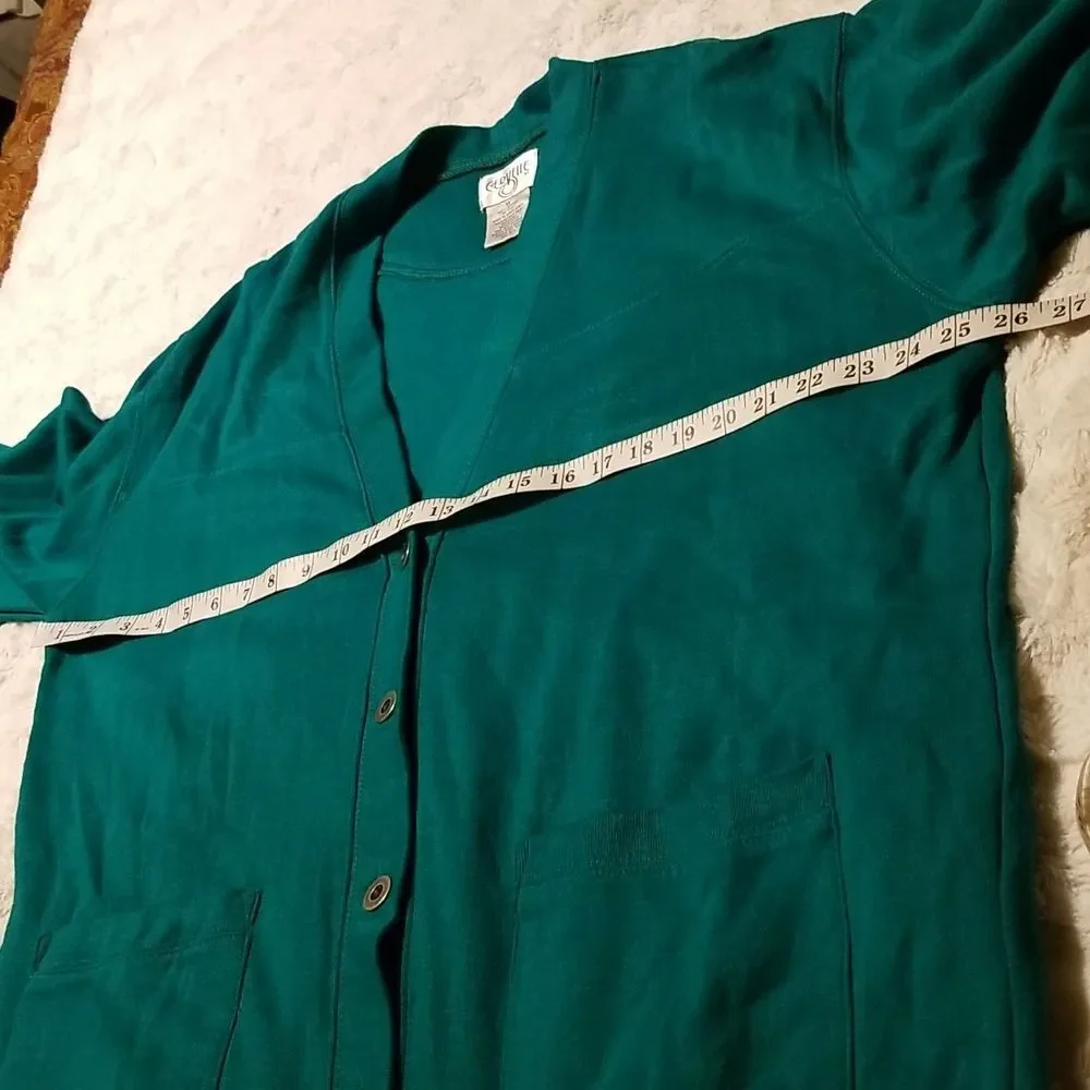 Vintage Cervelle Green Cardigan Women's Size 1X Fall Winter Pockets